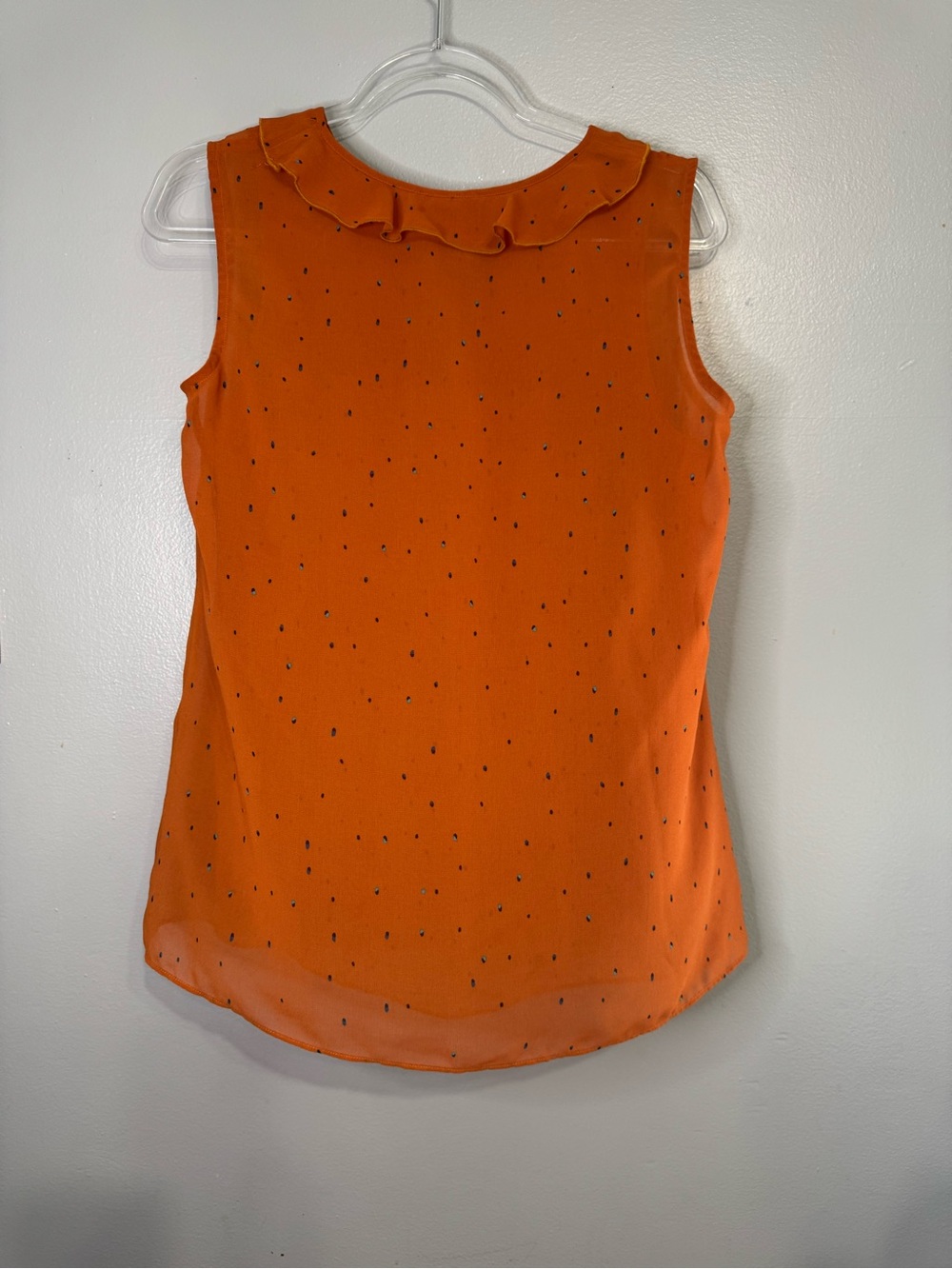 CAbi Sprinkle Top Orange Ruffle Neck Tie Front Chiffon Sleeveless Blouse - Small - Picture 9 of 11